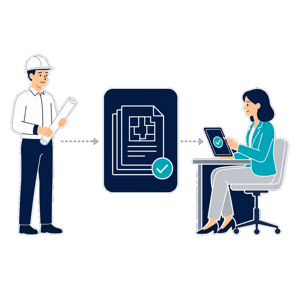 Digitaler Dokumenten-Workflow am Bau: Baupläne und Projektakten zentral abgelegt und freigegeben