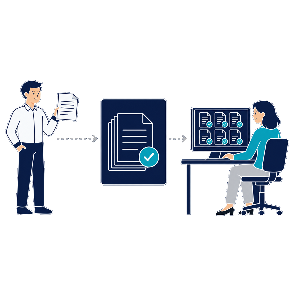 Digitaler Dokumenten-Workflow: vom Beleg über das zentrale Dokumentensystem bis zur Freigabe am Bildschirm